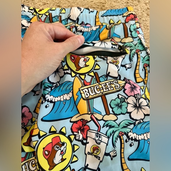 Buc-ee's Beaver Swim Trunks Shorts Multicolor Youth XS Palm Trees Tropical - Picture 5 of 5